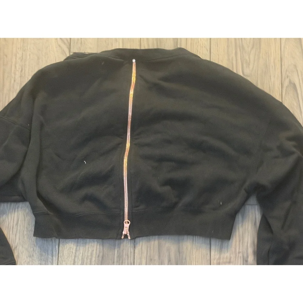 Nike Air Rally Cropped Sweatshirt Black Rose Gold Back Zipper